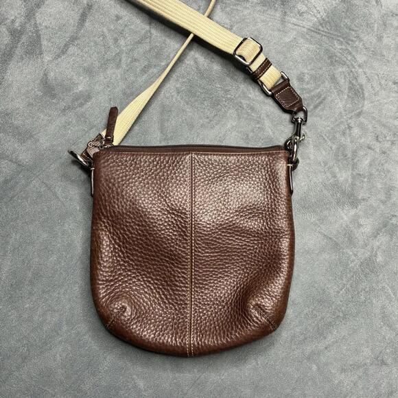 Coach Hamilton Brown Pebbled Leather Swingpack Crossbody Shoulder Bag Handbag - Picture 14 of 15